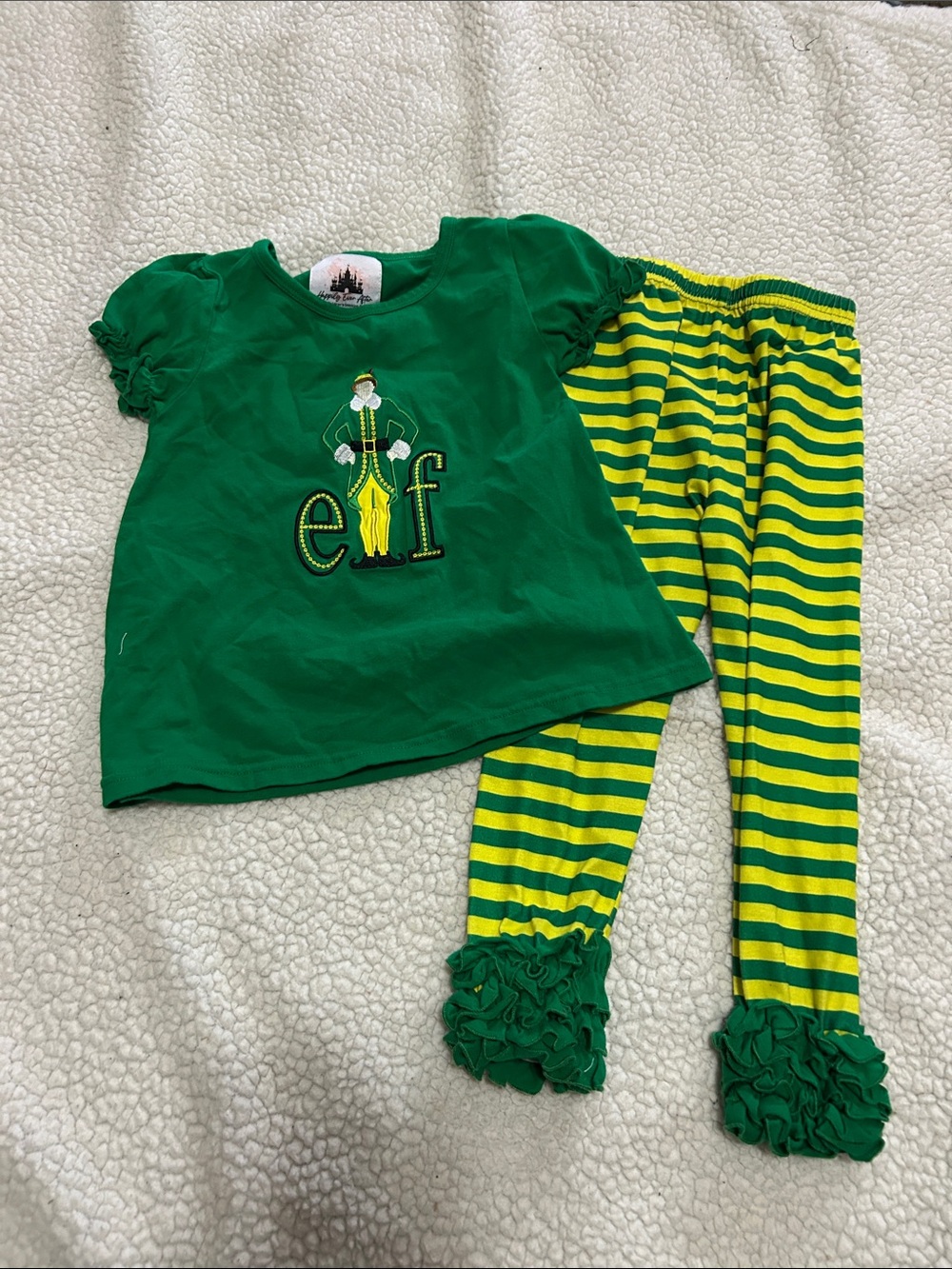 Green Elf Two-Piece Kids Pajama Set